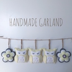  ＊*送料無料*＊ パステル イエロー フクロウ ＊* ガーランド ☆ フェルト   
