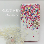 iPhone6/6s plus/5s/SE手帳型ケース*花びら散り*お花ビジュー