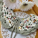 鍵編みぽこぽこつけ襟⭐︎くすみグリーン