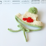 猫の帽子 Crochet cat hat ハートのポンポン付き帽子