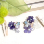 あじさいとパーベナのお花イヤリング(ピアス)