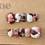 No.155 バレンタインネイル、チョコレートネイル、うさぎネイル、くまネイル