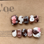 No.156 バレンタインネイル、チョコレートネイル、うさぎネイル、くまネイル