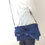 デニム  リボン 2wayショルダークラッチバッグ 帆布