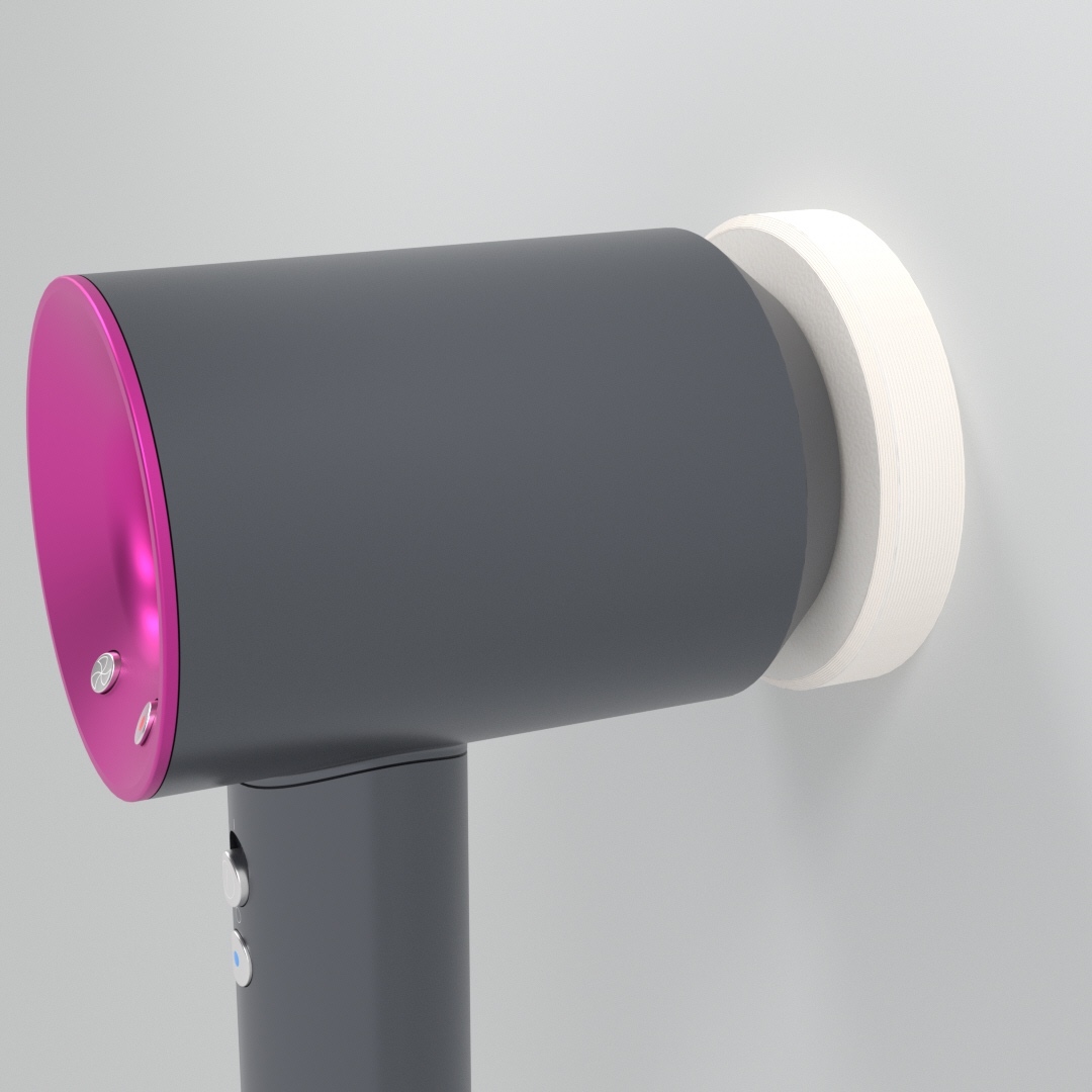 dyson ヘアドライヤー 専用 壁掛けホルダー 3Dプリンター製作 色:白
