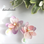送料無料 オーロラのしずく紫陽花ピアス♡ノンホール