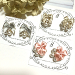 パール&サテンリボンピアス