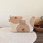 三角まち底ポーチ　おまんじゅう柄　ベージュ
