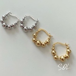 シルバー925 ボールピアス　ボール　シルバーピアス　ゴールドピアス　フープピアス　フープ　ボールチェーン　シルバー　ゴールド　アレルギー対応　s925 シンプル　カジュアル　フォーマル　S925