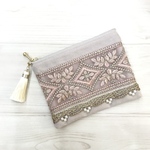 インド刺繍リボン＊タッセルポーチ