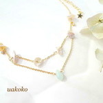 【限定1】アマゾナイト&ケシパールの２連ネックレス[NK8]