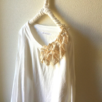(再)cottonホワイト綾織りワッシャーのフリル♪レースチュニ