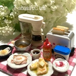 hand madeミニチュア ドールハウス　昭和の朝ご飯　レトロ　モーニング