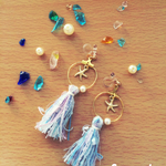 summer☆引き揃え糸のタッセルとヒトデのフープピアス