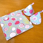 鍋しき＆三角鍋つかみ2個セット『いちじく』（sa）