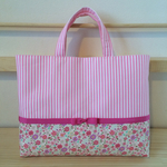 《banbeenさまオーダー品》 花柄✕ピンクストライプ♡レッスンバック【入園・入学】
