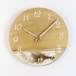 小さな世界が見えるかも？　直径30cm　直径30cm-37  木とレジンの掛け時計　River clock木とレジンの掛け時計No.05