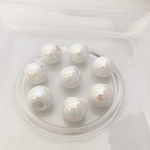 【10個】【14mm】【オーロホワイト】人魚姫　オーロラコーティング　 鈴丸　アクリルビーズ　ドロップ　アクセサリーパーツ ハンドメイド　DIY　AB032-4