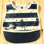 宇宙ボーダー（ネイビー）×デニムポケットのお食事エプロン