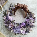 Jolie botanique＜parfum＞＊ハーフムーンリース＊ラベンダー＊ユーカリ＊冬＊プリザーブドフラワー＊お花＊ギフト＊結婚祝い＊新築祝い＊両親贈呈品