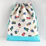 35×30 巾着　お着替え袋  カラフルなくるま  くるま   