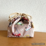 保温保冷・はたらくくるま・Light brown・お弁当袋(Mサイズ)