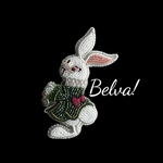 ビーズ刺繍のブローチ　-白ウサギ(グリーンジャケット) rabbit-