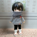 ネックウォーマーとトレーナーパンツセット☆ボーダー×グレー☆ねんどろいどどーる服