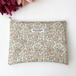 リバティ　フラットポーチ　あずきミルク　ハンドメイド