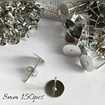[200個]8mm 平皿ピアス キャッチセット シルバー