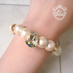 ＊Swarovski×Cotton pearl vintage style bracelet＊送料無料