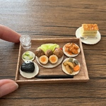 肉巻き卵定食　ミニチュア