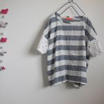 ボーダーＴシャツｘレース袖　Lサイズ