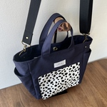 【ネイビー】2WAY　ふたポン付き　お散歩　トート　バッグ　ネイビー　ショルダーベルト付き