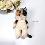 【新作】 羊毛フェルト 猫 三毛猫のキーホルダー