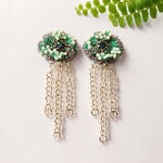 【あの子の耳飾り】しゃらしゃらタッセルピアスorイヤリング(グリーン)