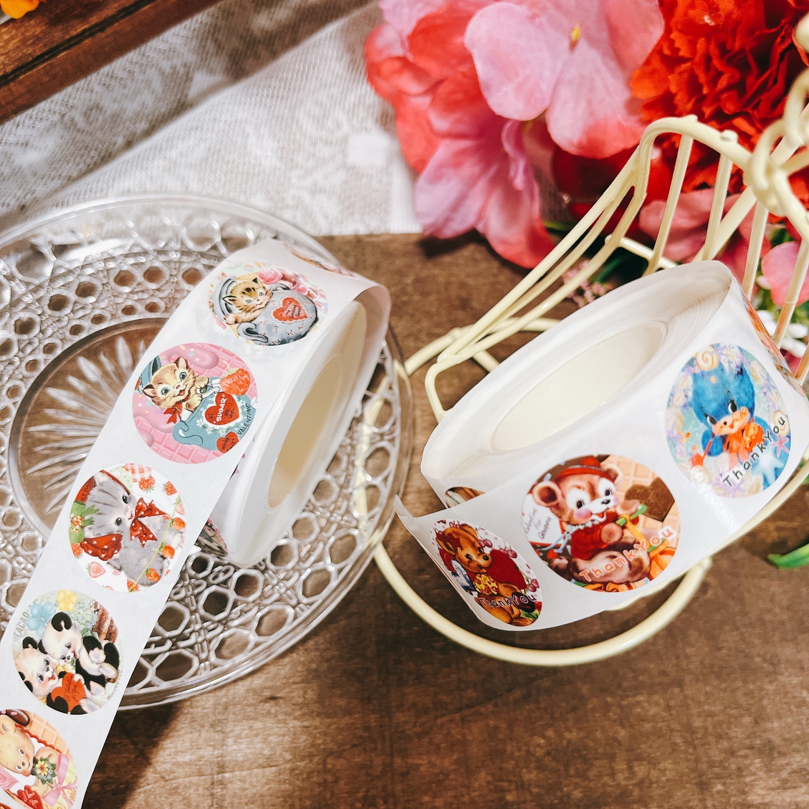 レトロアニマルプレミアムサンキューロールシール2種