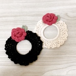 バラ一輪大人可愛いシュシュ【ホワイト】