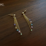 【14KGF】カラフル天然石の流れ星ピアス