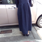 リネン✨濃紺ワンピース👗ミディアム丈