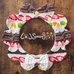 ペット用もくもくスタイ♥チョコandフルーツサンド柄(ミルクチョコ)♥鈴・リボン 別オプション