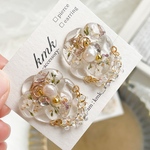 イヤリング　しゃらしゃら　フラワー　クリア　レジン　レジンイヤリング　レジンアクセサリー　レジンアクセ　お花アクセサリー　お花イヤリング　ドライフラワーアクセサリー　ドライフラワーイヤリング