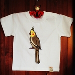 オカメインコの刺繍こどもＴシャツ  90cm