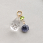 天然石ハンドメイド  ペンダントトップ  水晶 ペリドット アイオライト