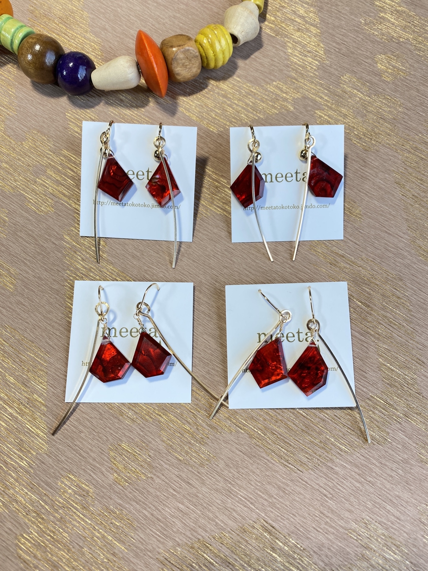 アバロンシェルと金線K14GFピアス/イヤリング/ノンホールピアス 6,600円