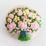 バラの花束 刺繍ブローチ 