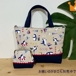 マリンなペンギン★やわらかミニトート（赤色）ペアのがま口も別売中です♪