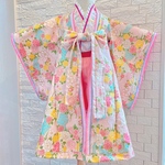 ひな祭りにぴったり！！ゆめかわいい豪華絢爛な十二単風羽織り　80〜100サイズ