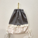 ナップサック　グレーさくらんぼ