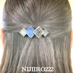 スクエアモチーフと空色のミニバレッタ ☆送料無料☆ #シルバー　#ヘアアクセサリー　#プチギフト　#レジン